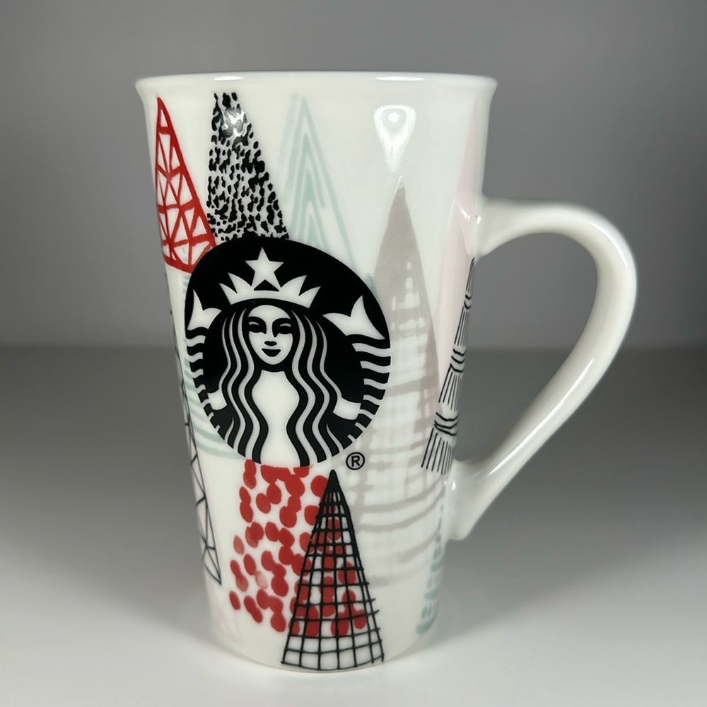 Starbucks 2018 Christmas Trees Holiday Ceramic Coffee Mug Collectible 16 oz Cup